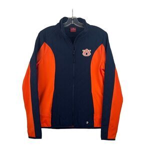 AUBURN Embroidered Quilted Navy‎ Orange Full Zip Performance Jacket Size Large